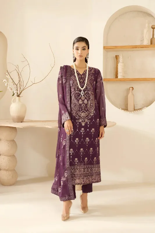 Ramsha Sonehri Collection Plum Organza – view 1 – Poshaq