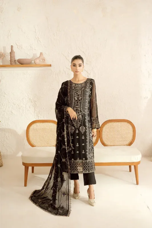 Ramsha Sonehri Collection Black Organza – view 1 – Poshaq