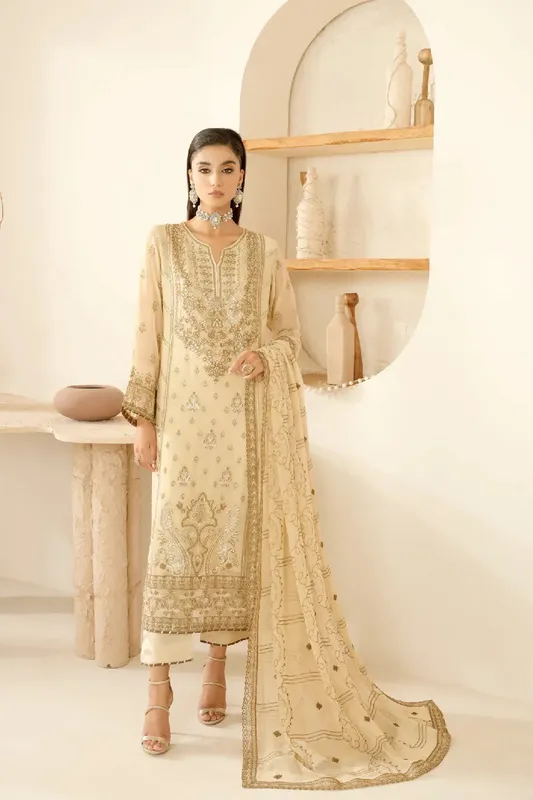 Ramsha Sonehri Collection Cream Organza – view 1 – Poshaq
