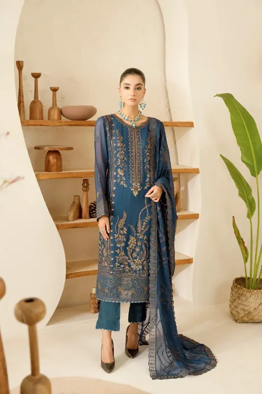 Ramsha Sonehri Collection Blue Organza – view 1 – Poshaq