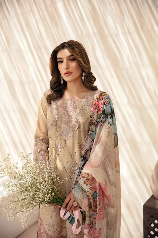 Ramsha Andaaz Collection Beige Organza – view 1 – Poshaq