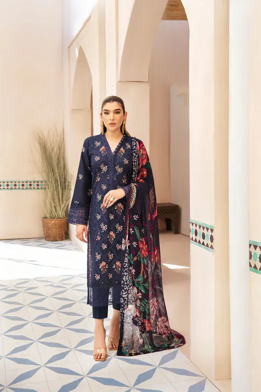 Ramsha Andaaz Collection Navy Blue Organza – view 1 – Poshaq