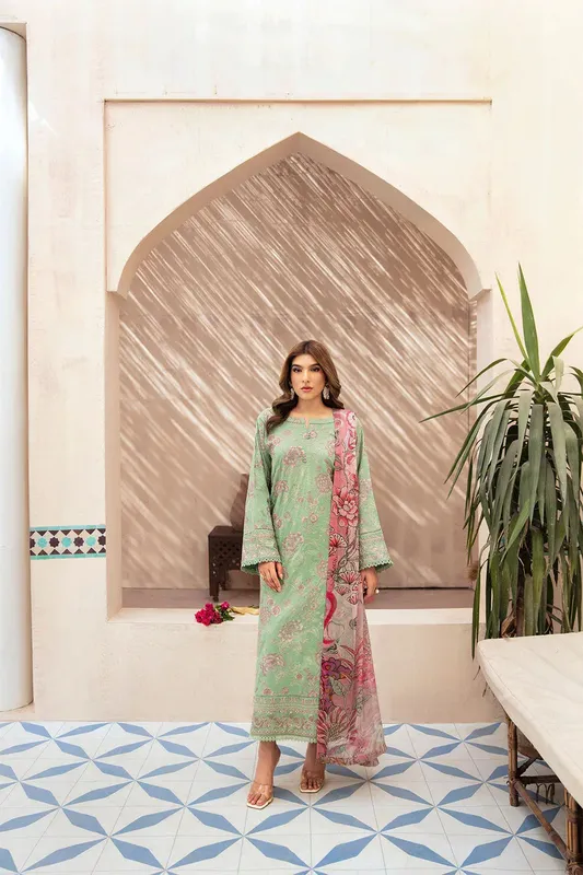 Ramsha Andaaz Collection Sage Green Organza – view 1 – Poshaq