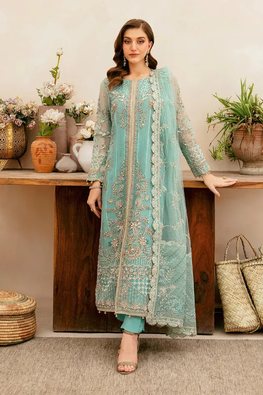 Ramsha Luxury Wedding Collection Ferozi Raw Silk – view 1 – Poshaq
