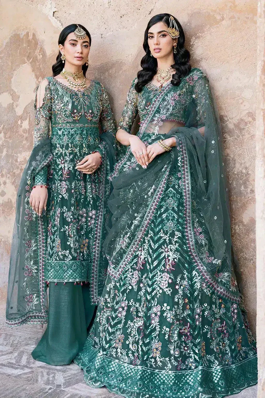 Ramsha Luxury Wedding Collection 23 Bottle Green Raw Silk – view 1 – Poshaq