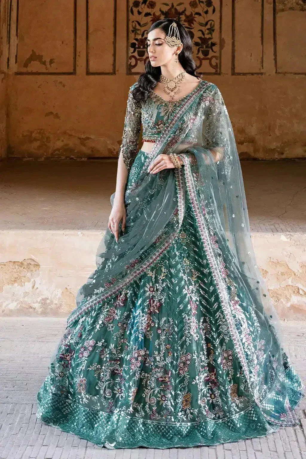 Ramsha Luxury Wedding Collection 23 Bottle Green Raw Silk – view 5 – Poshaq