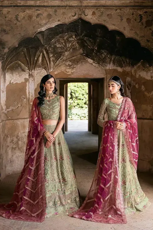 Ramsha Luxury Wedding Collection 23 Green Raw Silk – view 1 – Poshaq
