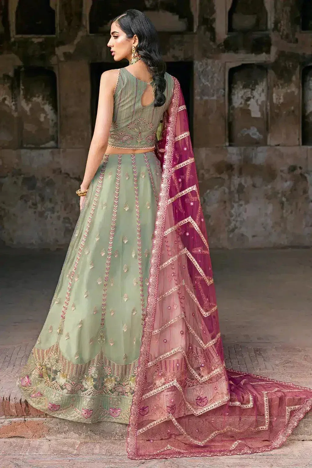 Ramsha Luxury Wedding Collection 23 Green Raw Silk – view 3 – Poshaq