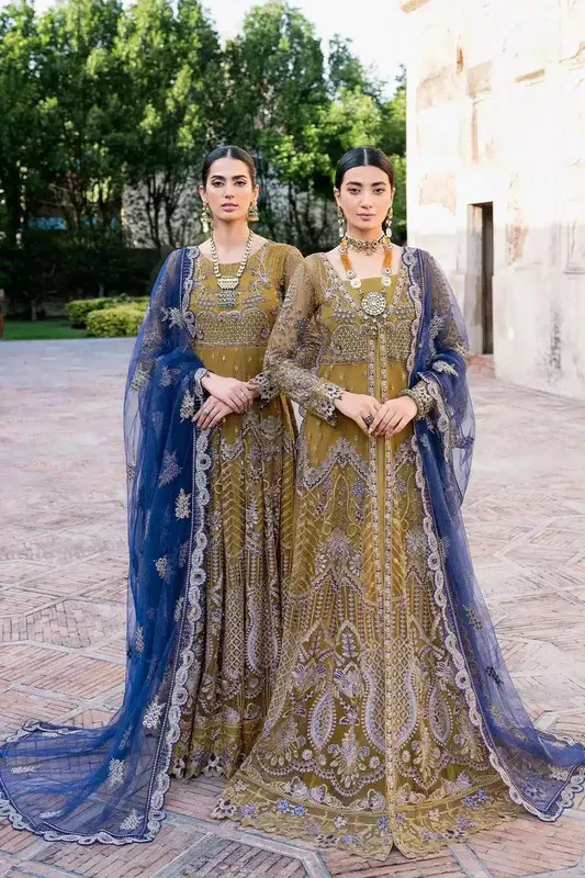 Ramsha Luxury Wedding Collection 23 Olive Raw Silk – view 1 – Poshaq