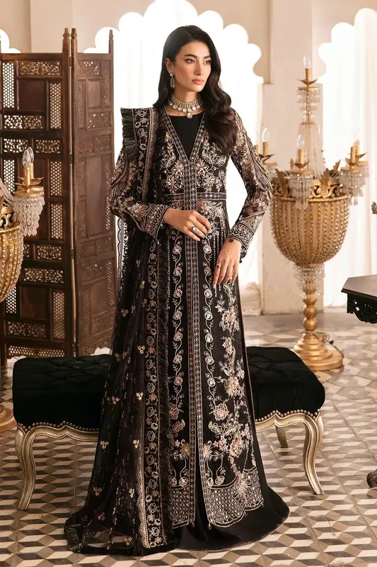 Ramsha Luxury Wedding Collection 2023 Black Raw Silk – view 1 – Poshaq