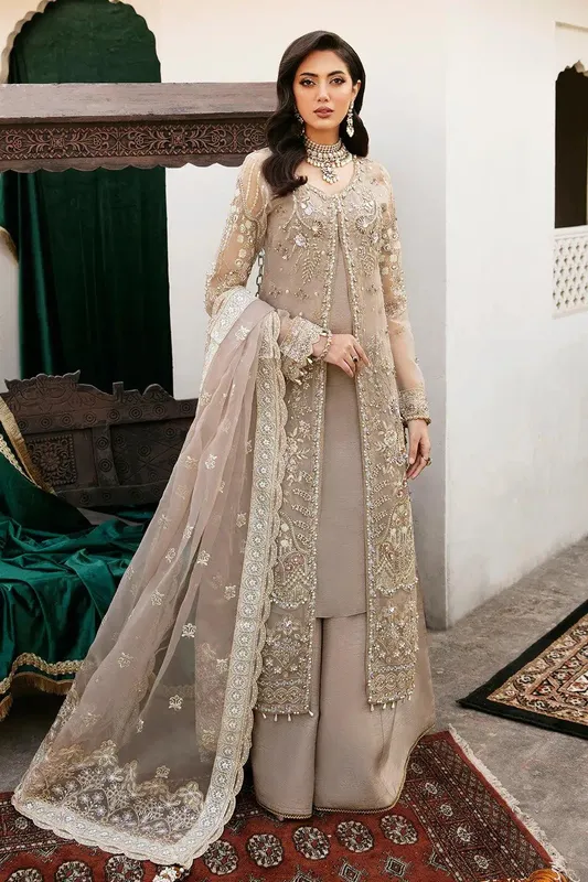 Ramsha Luxury Wedding Collection 2023 Beige Raw Silk – view 1 – Poshaq