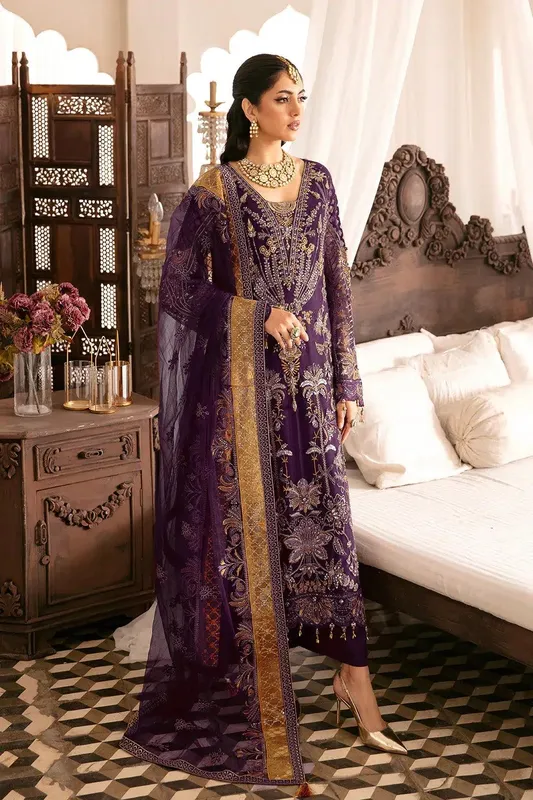 Ramsha Luxury Wedding Collection 2023 Purple Raw Silk – view 1 – Poshaq