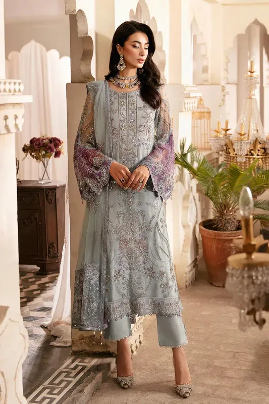 Ramsha Luxury Wedding Collection 2023 Grey Raw Silk – view 1 – Poshaq