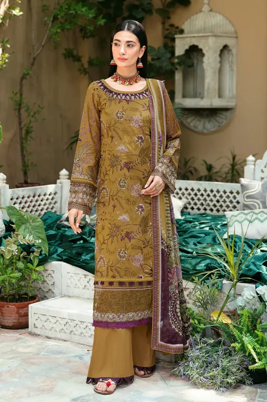 Ramsha Luxury Lawn 24 Brown Chiffon – view 1 – Poshaq