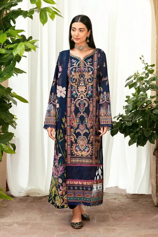 Ramsha Luxury Lawn 24 Blue Chiffon – view 1 – Poshaq