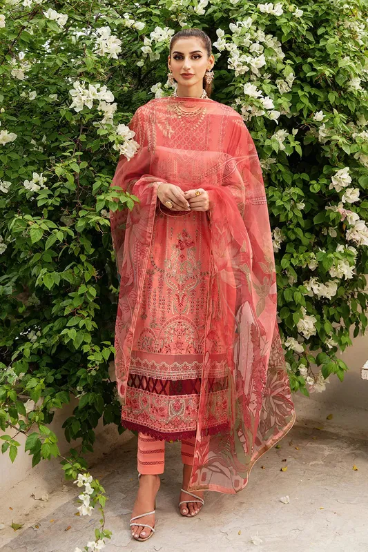 Ramsha Luxury Lawn 24 Pink Chiffon – view 1 – Poshaq