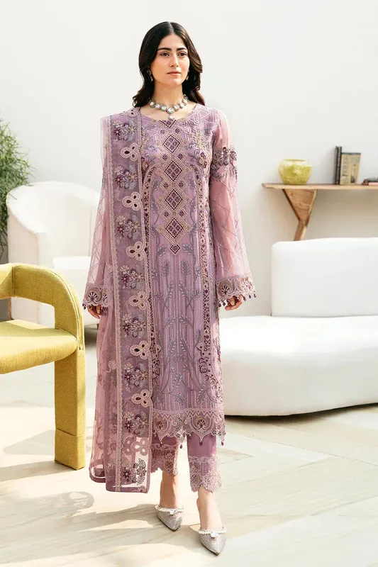 Ramsha Chevron Chiffon Collection Raw Silk – view 1 – Poshaq