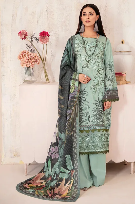 Ramsha Rangrez Lawn Collection Green Silk – view 1 – Poshaq