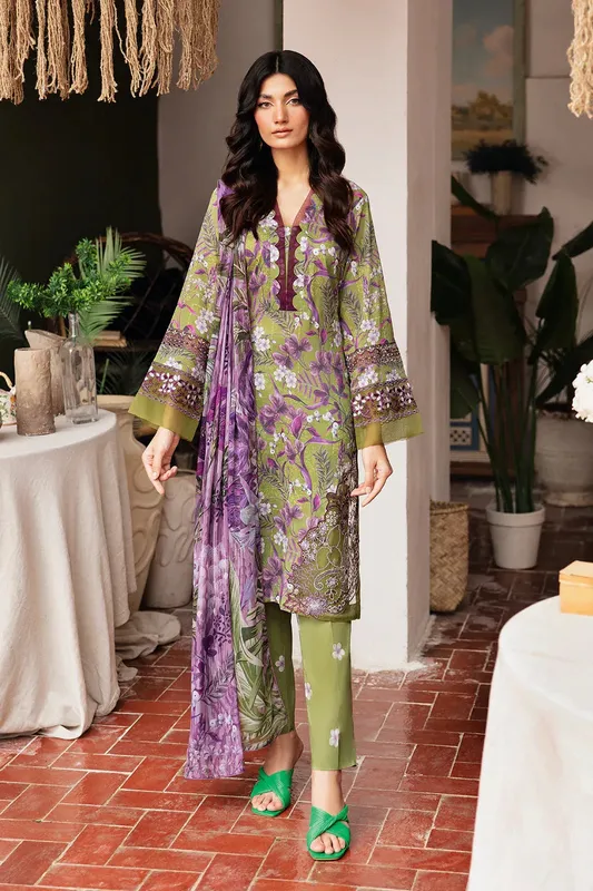 Ramsha Rangrez Lawn Collection Green Chiffon – view 1 – Poshaq