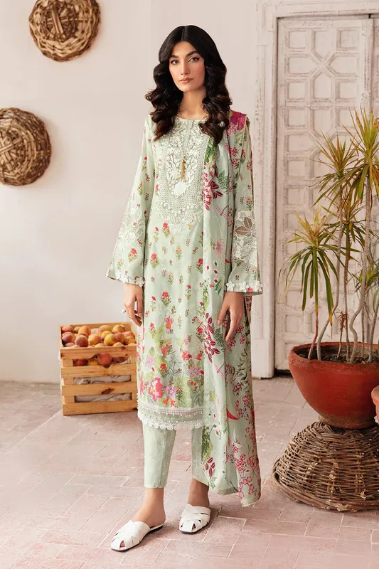 Ramsha Rangrez Lawn Collection Green Silk – view 1 – Poshaq