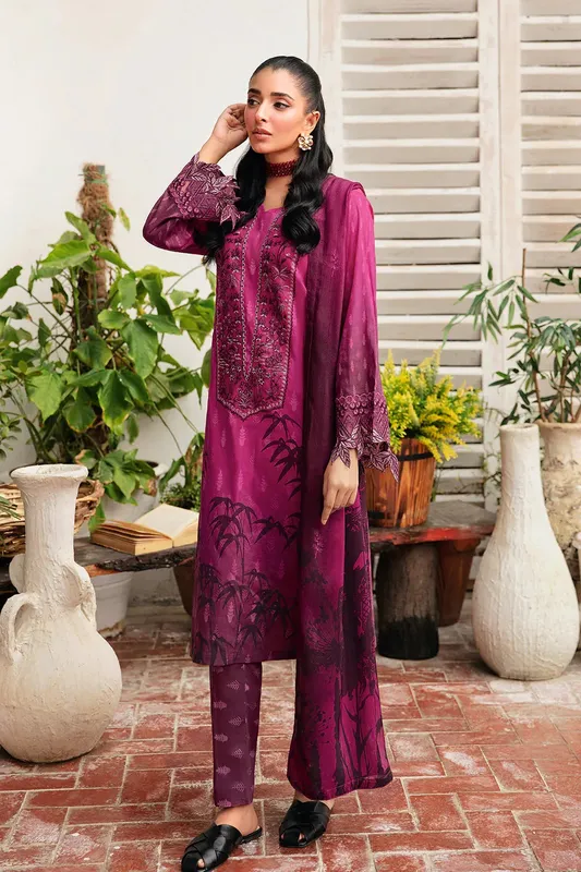 Ramsha Rangrez Lawn Collection Magenta Silk – view 1 – Poshaq