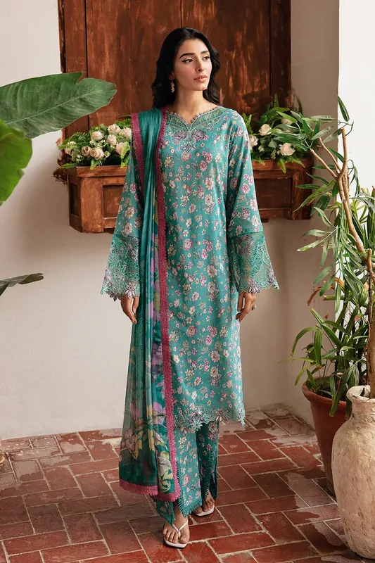 Ramsha Rangrez Lawn Collection Green Chiffon – view 1 – Poshaq
