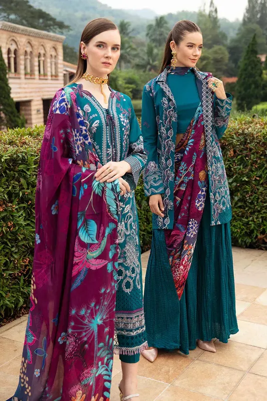 Ramsha Andaz Collection Teal Silk – view 1 – Poshaq