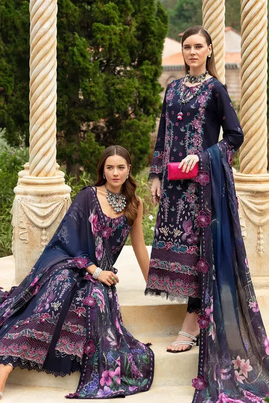 Ramsha Andaz Collection Navy Blue Silk – view 1 – Poshaq
