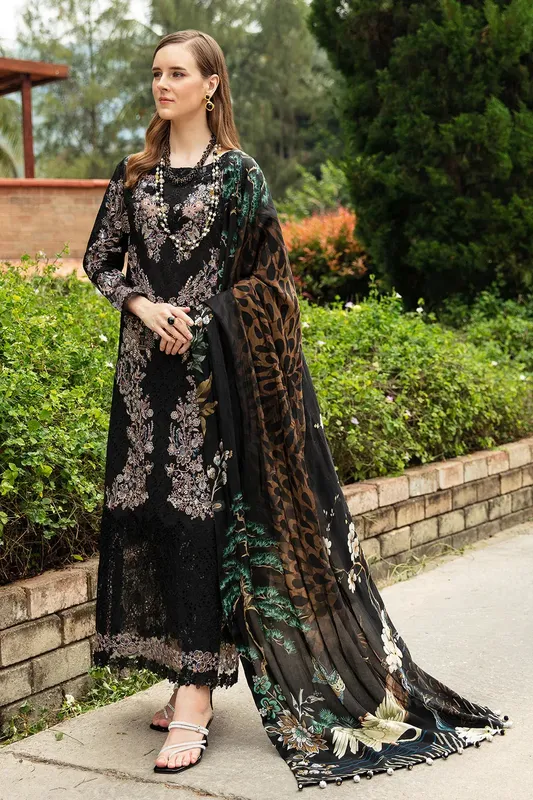 Ramsha Andaz Collection Black Silk – view 1 – Poshaq