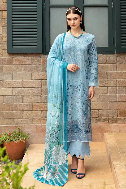Ramsha Riwayat Lawn Collection Blue Organza – view 1 – Poshaq