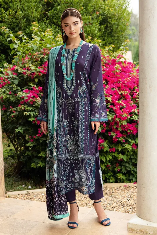 Ramsha Riwayat Lawn Collection Purple Organza – view 1 – Poshaq