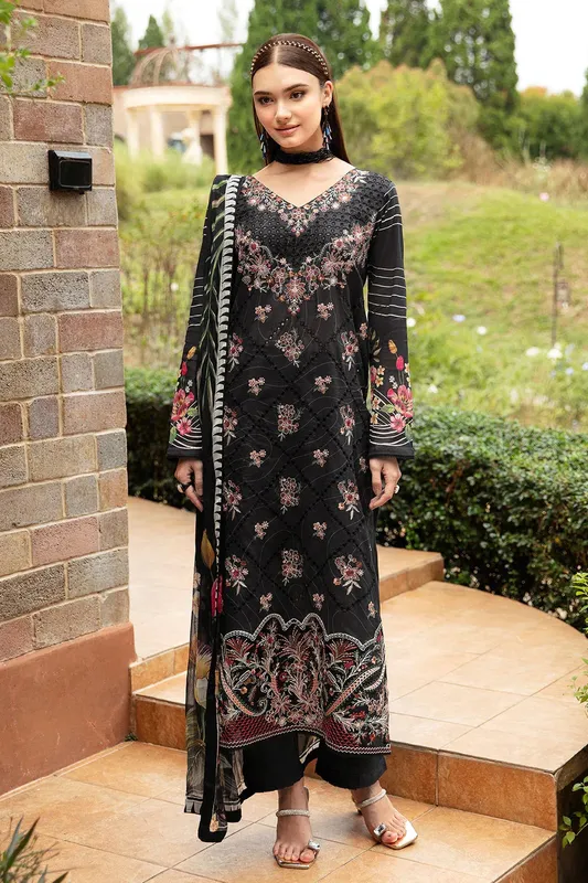 Ramsha Riwayat Lawn Collection Black Organza – view 1 – Poshaq