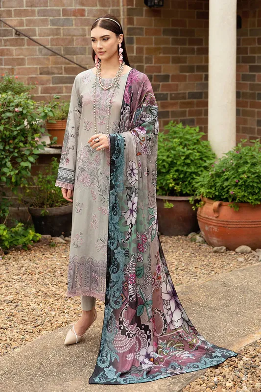 Ramsha Riwayat Lawn Collection Grey Organza – view 1 – Poshaq