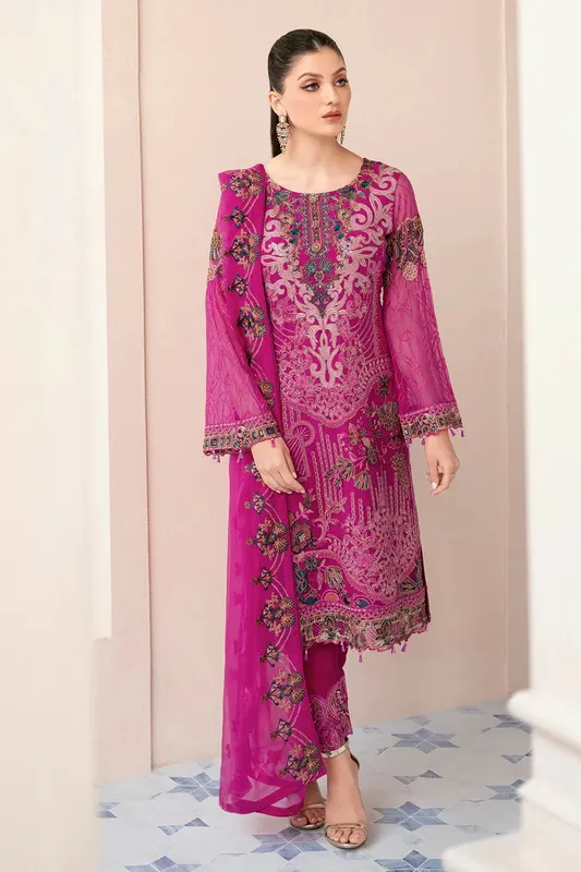 Ramsha Rangoon Chiffon Collection 24 Pink Raw Silk – view 1 – Poshaq