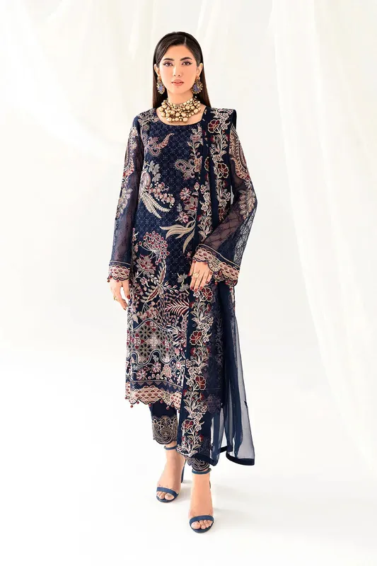 Ramsha Rangoon Chiffon Collection 24 Blue Raw Silk – view 1 – Poshaq