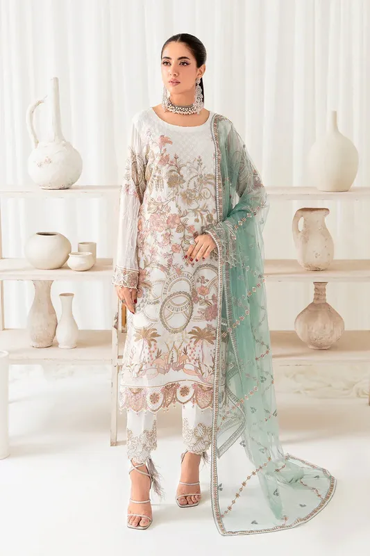 Ramsha Rangoon Chiffon Collection 24 Off White Raw Silk – view 1 – Poshaq
