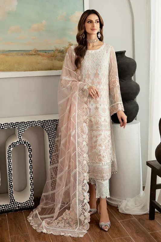 Ramsha Rangoon Chiffon Collection 24 Off White Raw Silk – view 1 – Poshaq