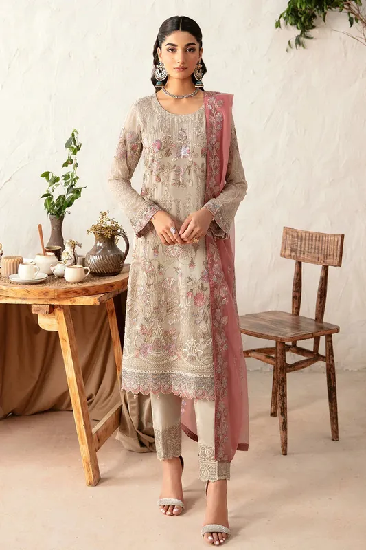 Ramsha Rangoon Chiffon Collection 24 Grey Raw Silk – view 1 – Poshaq