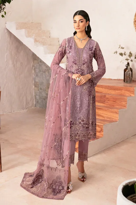 Ramsha Rangoon Chiffon Collection 24 Purple Raw Silk – view 1 – Poshaq