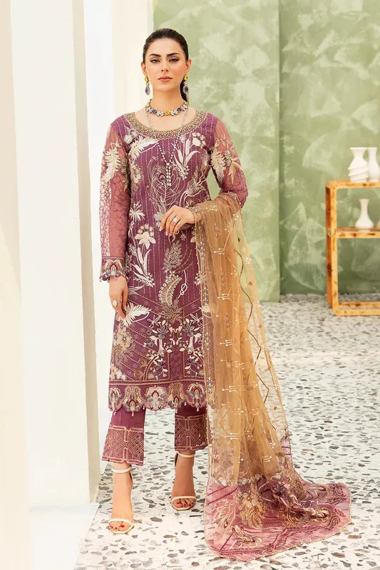 Ramsha Minhal Organza Collection Raw Silk – view 1 – Poshaq