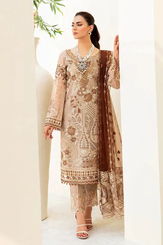 Ramsha Minhal Organza Collection Raw Silk – view 1 – Poshaq