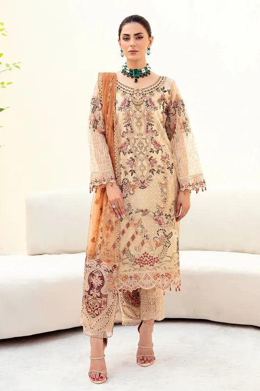 Ramsha Minhal Organza Collection Raw Silk – view 1 – Poshaq
