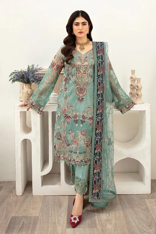 Ramsha Minhal Organza Collection Raw Silk – view 1 – Poshaq
