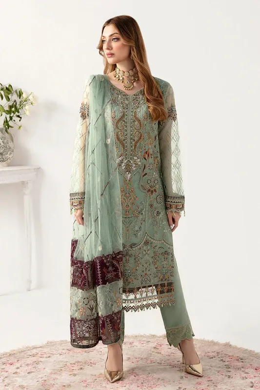 Ramsha Minhal Organza Collection Raw Silk – view 1 – Poshaq