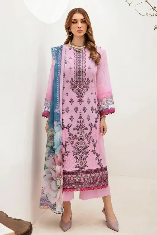 Ramsha Ghazal Lawn 24 Pink Organza – view 1 – Poshaq