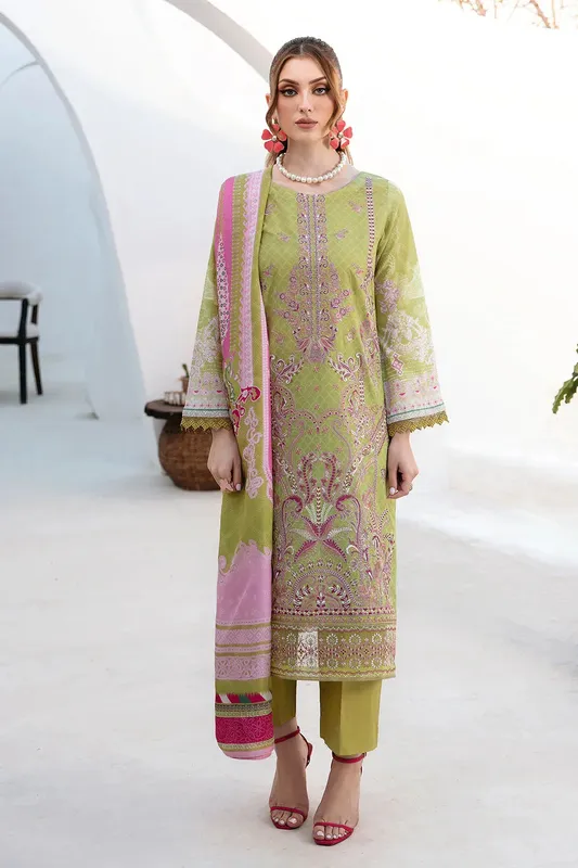 Ramsha Ghazal Lawn 24 Green Organza – view 1 – Poshaq