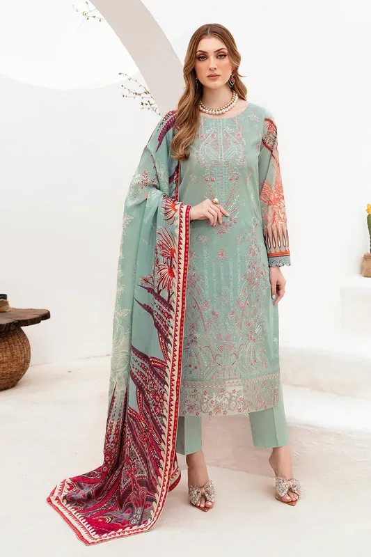 Ramsha Ghazal Lawn 24 Ferozi Organza – view 1 – Poshaq