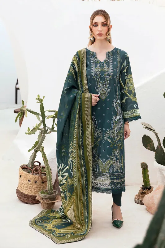 Ramsha Ghazal Lawn 24 Grey Organza – view 1 – Poshaq