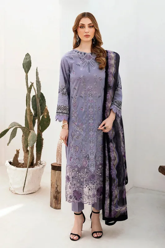 Ramsha Ghazal Lawn 24 Purple Organza – view 1 – Poshaq