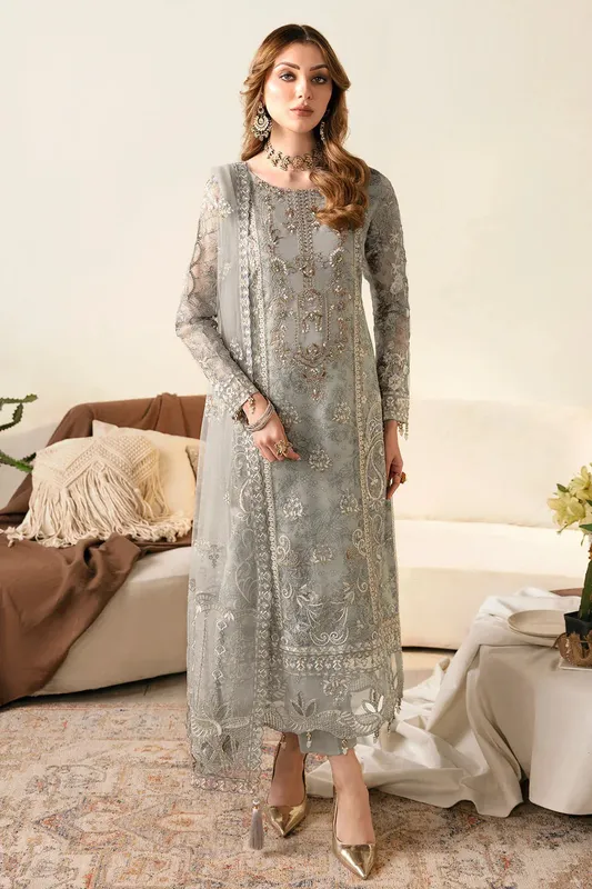 Ramsha Festive Collection 24 Grey Raw Silk – view 1 – Poshaq